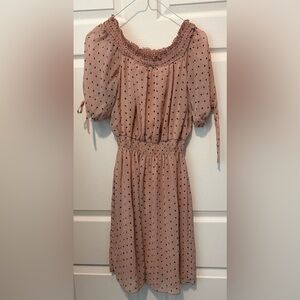 Enfocus Studio Blush Polka Dot Long Sleeve Dress